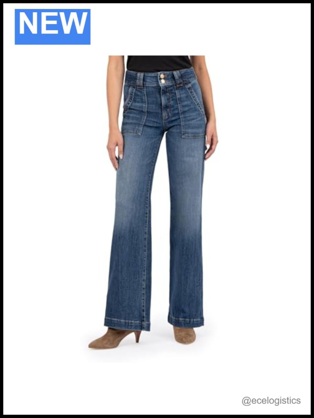 High Rise Wide Leg Jeans Lightweight Stretch Denim